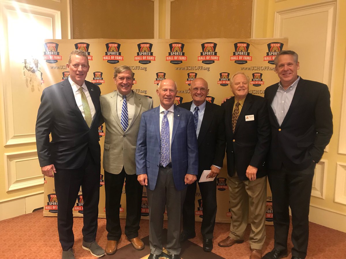 john_hartwell's tweet photo. What a great evening celebrating Jim Laub’s induction into the Utah Sports Hall of Fame. I’m thankful for his friendship and generous support of ⁦@USUAthletics⁩. I’m also blessed to be a part of the great lineage of ADs here ⁦@USUAggies⁩. #AggiesAllTheWay https://t.co/U09Y1omqGa