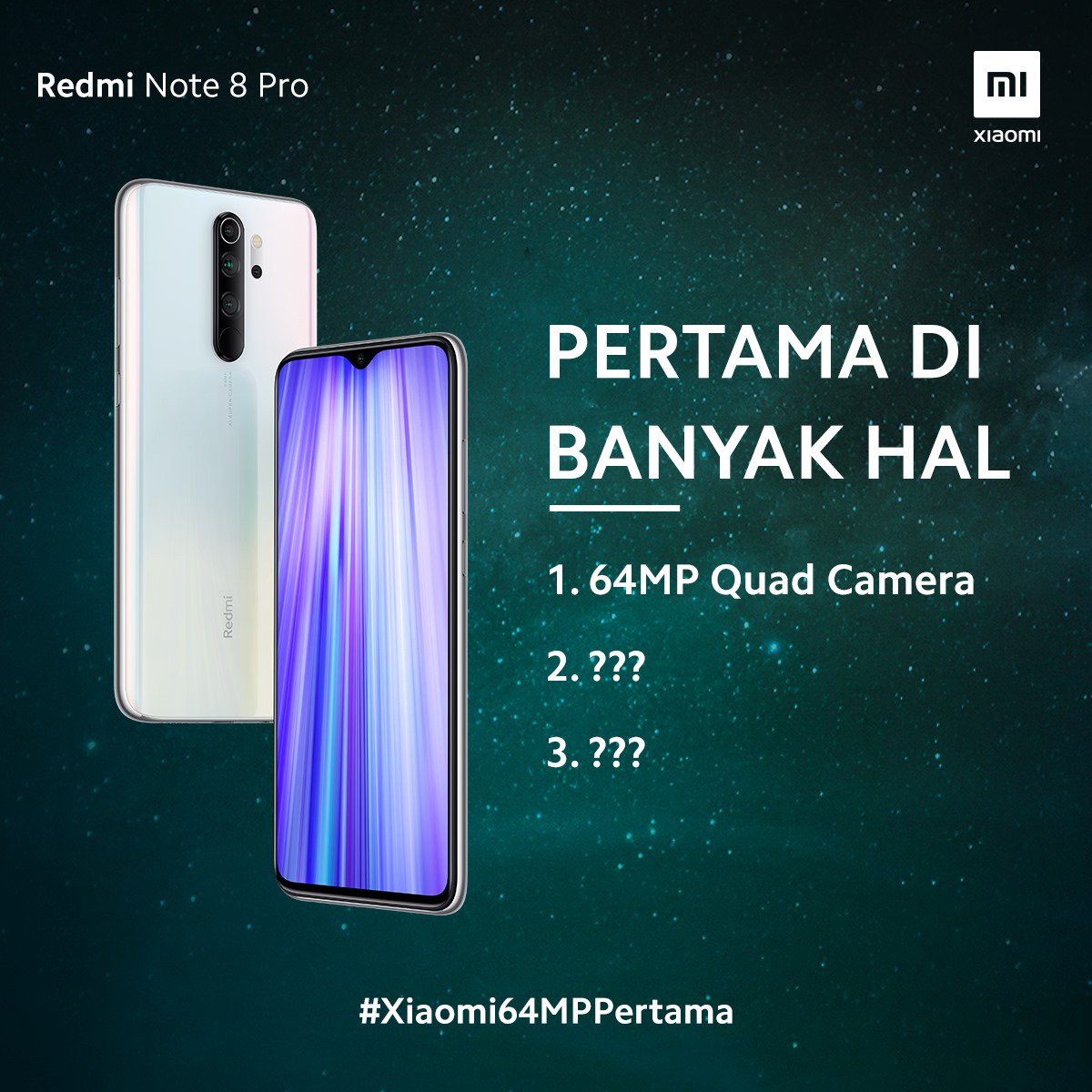 XiaomiIndonesia's tweet image. #RedmiNote8Pro jadi hape PERTAMA di Indonesia dengan Quad Kamera 64MP. Bakal ada fitur lain yang juga PERTAMA kalinya ada di seri Redmi Note.

Ayo coba tebak, apa aja? RT biar temen kamu ikutan nebak juga. 

#Xiaomi64MPPertama