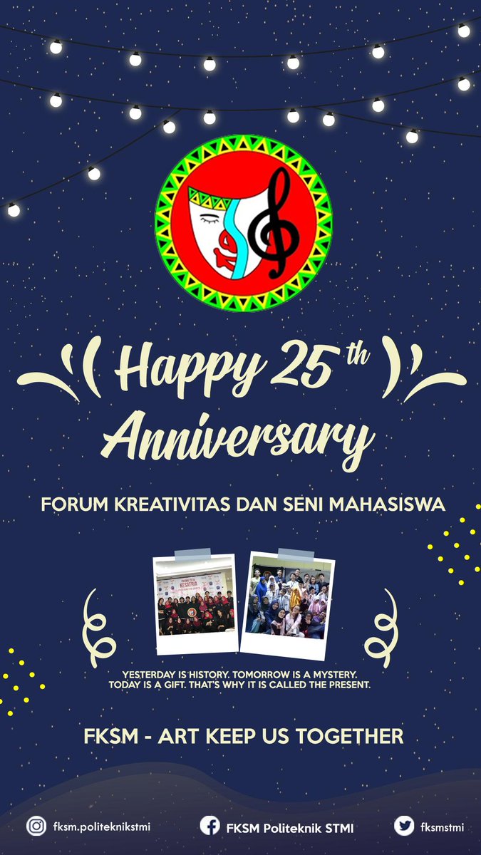 Let's play, grow and learn as many as we can
If we find any problems, solve it together
As a Team, As a Family

Oktober 15, 1994 - Forum Kreativitas dan Seni Mahasiswa