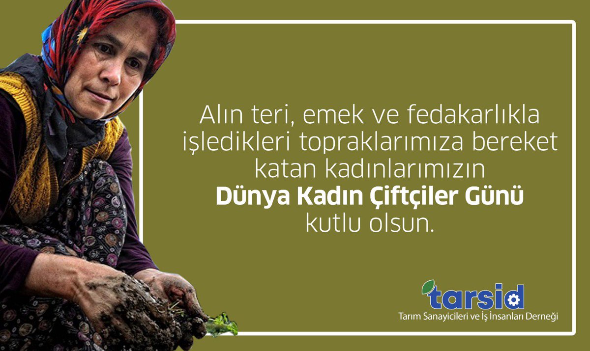 "Dünya Kadın Çiftçiler Günü Kutlu Olsun."
Alın teri, emek ve fedakarlıkla işledikleri topraklarımıza bereket katan kadınlarımızın 
"Dünya Kadın Çiftçiler Günü Kutlu Olsun."

#çiftci 
#kadın 
#DünyaKadınÇiftçilerGünü 
#emek 
#tarım
