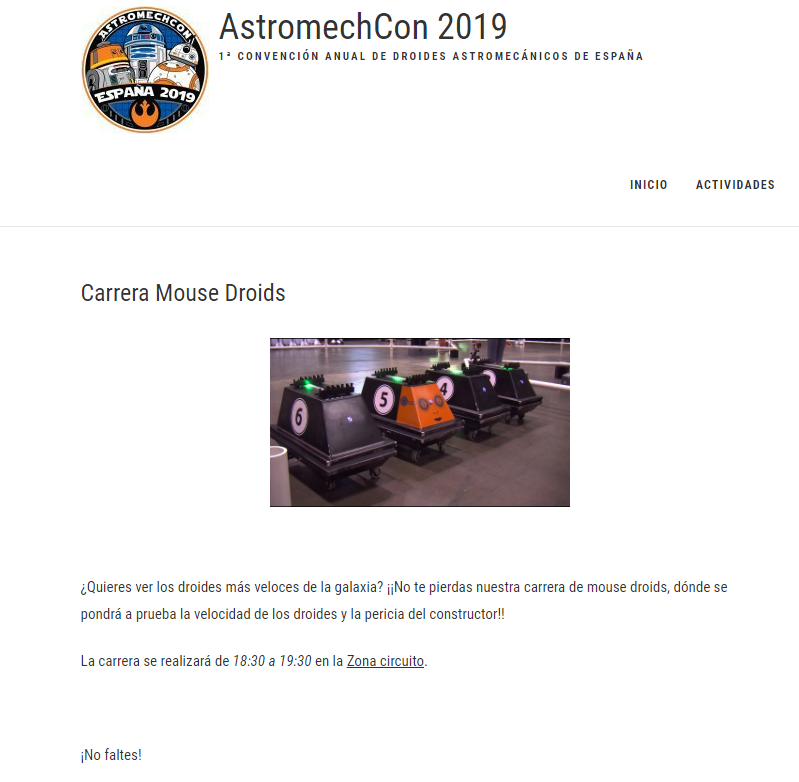 astromechspain's tweet photo. Durante la AstromechCon 2019 realizaremos una carrera de mouse droids. Ya tenemos listo el circuito para que nuestros constructores nos demuestren cual es el droide más veloz, y cual tiene mas pericia "al volante".
Actividad abierta a todo el público! #astromechcon #mousedroids https://t.co/4e4w0OfpIi