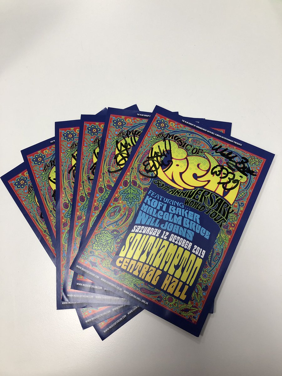 We’re giving away 5 x Music of Cream flyers from Saturday’s performance SIGNED BY Kofi Baker, Malcolm Bruce and Will Johns. If you want one, leave a comment and share this post. <a href="/thewilljohns/">Will Johns</a> <a href="/KBCreamExp/">Kofi Baker</a> #win #competition