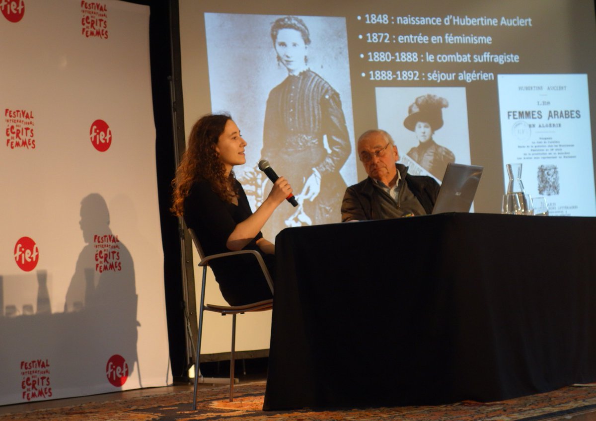 <a href="/AssoMnemosyne/">Asso Mnémosyne</a> @bibMarguerite <a href="/ElodieGaden/">Élodie Gaden</a> <a href="/GallicaBnF/">Gallica BnF</a> @Labex_OBVIL @STAEL2017 <a href="/f_maget/">Frederic Maget</a> <a href="/EditionsGrasset/">Grasset et Fasquelle</a> <a href="/wikisource_fr/">Wikisource</a> <a href="/EditionsCG/">Classiques Garnier</a> <a href="/Univ_St_Etienne/">Université Jean Monnet Saint-Étienne</a> Clara Blacher présente Hubertine Auclert, grande féministe française, une des rares à l'époque à se prononcer sur la colonisation, avec un avis critique. Son séjour en Algérie, de 1888 à 1892, n'est pas une parenthèse dans son engagement militant #FIEF2019 <a href="/CentreHubertine/">Femmes-Hommes IDF</a>