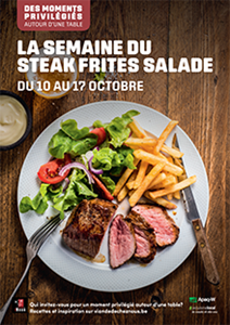Du 10 au 17 octobre, l' @apaqw et le <a href="/Vlam/">Van Lam</a> mettent la viande de bœuf à l’honneur dans les #boucheries ainsi que dans les supermarchés.🥩🔪
Organisé pour la 3e année, la semaine du "Steak Frites Salade" a pour objectif de revaloriser la viande bovine locale buff.ly/33xrqCm