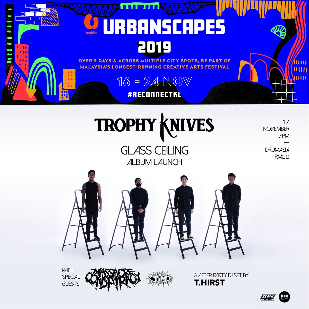 We are absolutely honored to be part of @trophyknivesband “Glass Ceiling” release party in conjunction with this year’s Urbanscapes line up!!! Along side with metalcore goliaths <a href="/mc16band/">Massacre Conspiracy</a>
and #Thirst from Singapore will conclude the night by spinning emo and punk classics.