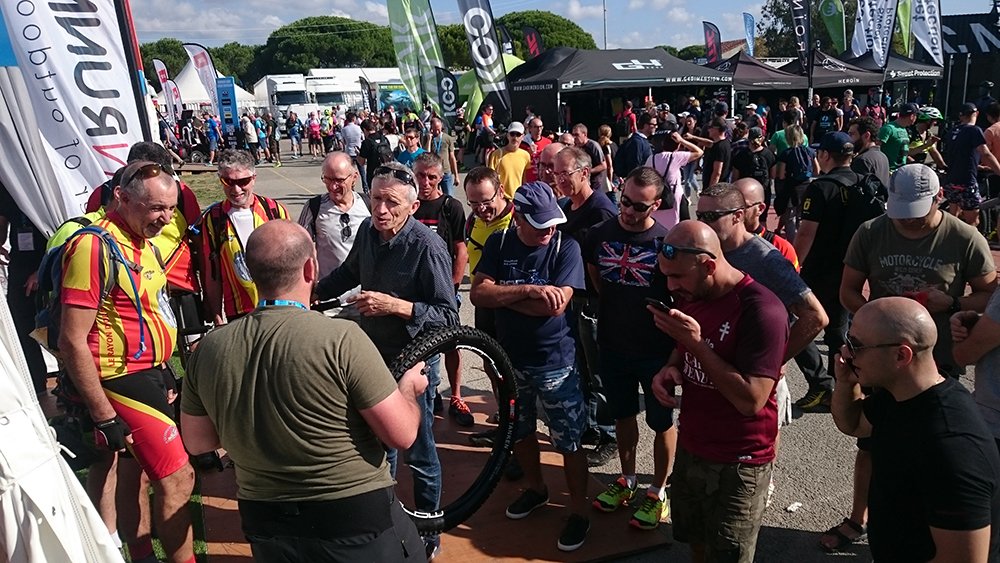 NoTubes's tweet photo. Thanks again to all of you who stopped by to see the new DART repairing tires at @RocdAzur this past weekend! We put over 100 DARTs in one tire! #savetheride #savedbydart #onlystans https://t.co/oJiSXz6nB0