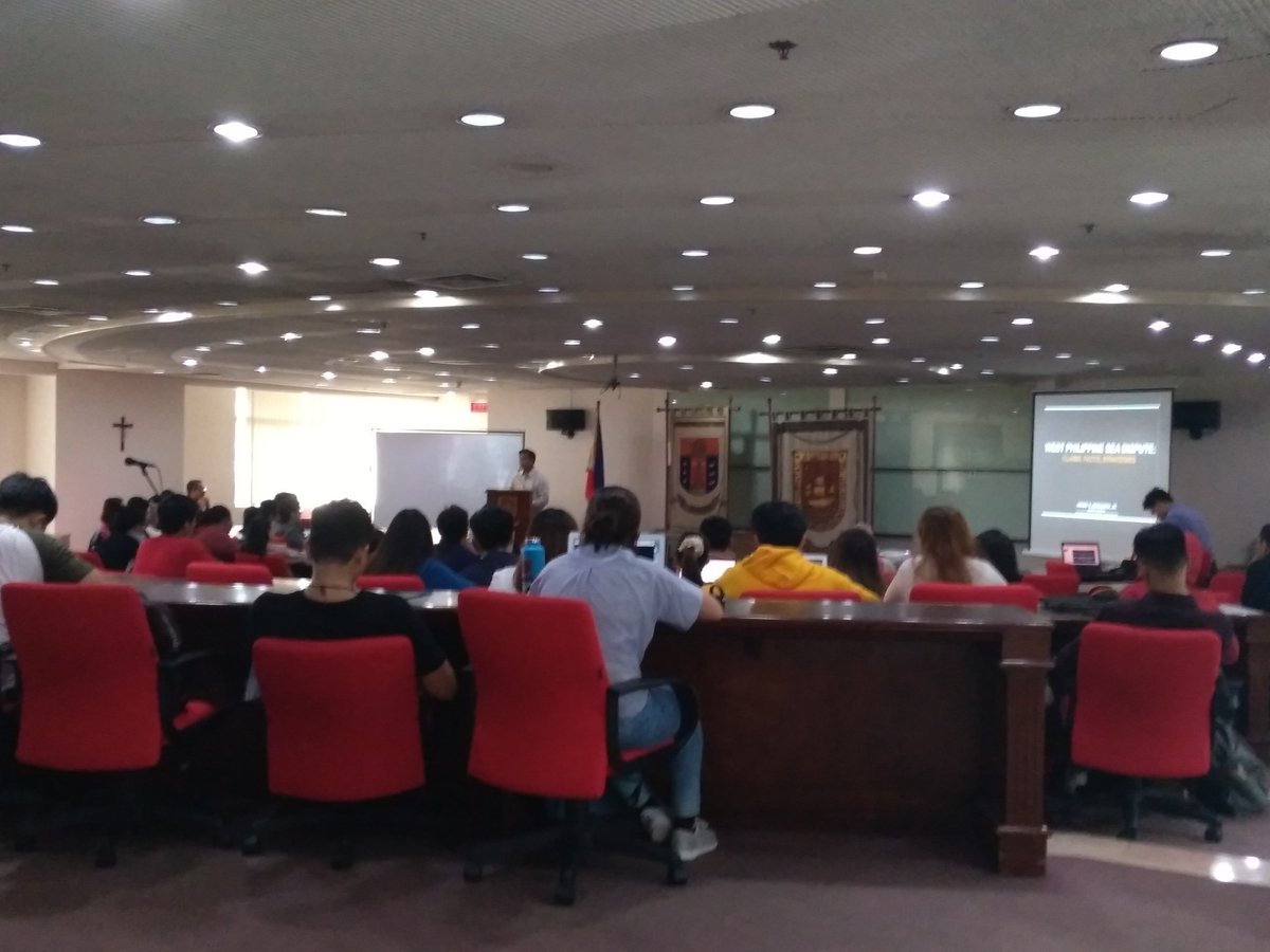 uapslg's tweet photo. Happening now: "West Philippine Sea Dispute: Claims, Facts, Strategies" with Atty. Henry Bensurto, Jr., Philippine Consul General to San Francisco, USA and Assistant Secretary of West Philippine Sea Center, Department of Foreign Affairs. https://t.co/7TgRjCeyYJ