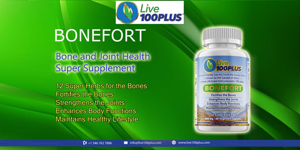 Live100Pluss's tweet photo. What is the secret of the #Hunza people maintaining strong #bones &amp; #joints? #Live100Plus after years of research brought #BoneFort #HerbalSupplement based on 12 super which the locals use to #fortifybones, increase #bonemass,  &amp; #strengthenjoints. #FDA  https://t.co/V4KDtR8KHo https://t.co/6FCzlUbAbO
