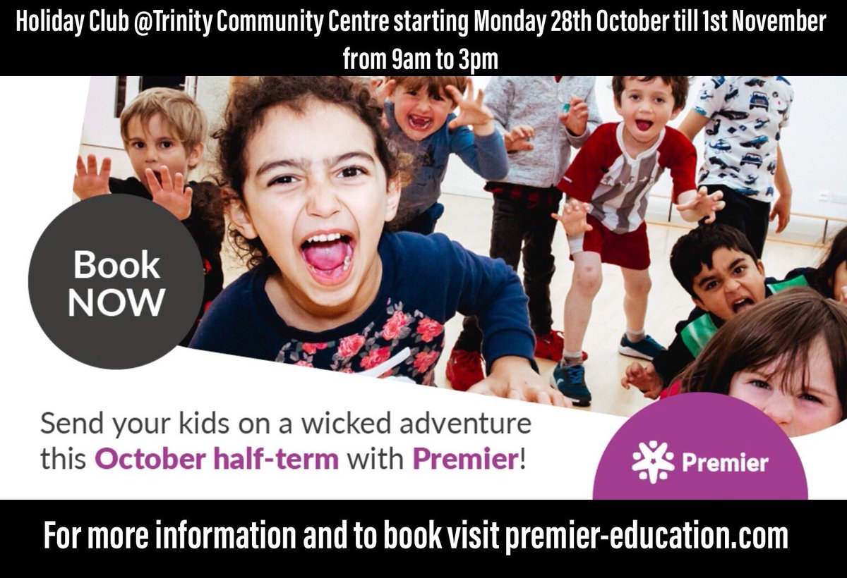 We are back this October half term with another holiday club <a href="/Trinity/">Trinity</a> Community Centre Thorpe Hesley!

Come and join us! 
To book just click the link below: 
family.premier-education.com/courses/venue/…