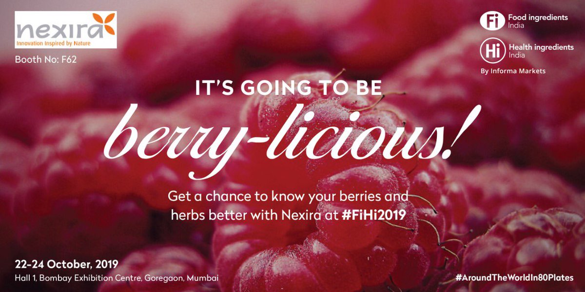 FiHiIndia's tweet photo. There are ‘berry-berry’ special things lined up for you at the #FiHi2019. Join #FiHi2019 to indulge in a conversation with experts from companies like @NexiraInc, for better understanding of berries, herbs and their uses.
Register now: https://t.co/KVXaoRlFxc

#FiHi #Exhibitions https://t.co/XiPLNPBsvm
