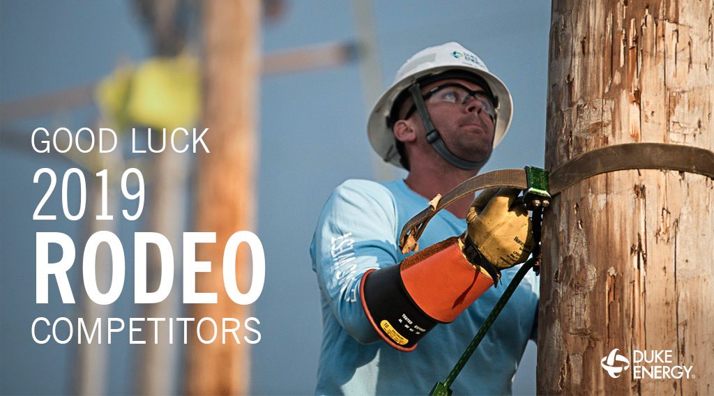 DE_AnaGibbs's tweet photo. It's International Lineman's Rodeo week!! 77 @DukeEnergy linemen from North Carolina, South Carolina, Florida, Indiana, Ohio and Kentucky will compete in the International Lineman's Rodeo on Oct. 19 in
Bonner Springs, Kan. #CountdownToKansas #RoadToTheRodeo #ThankALineman https://t.co/VIlVPy0DuG