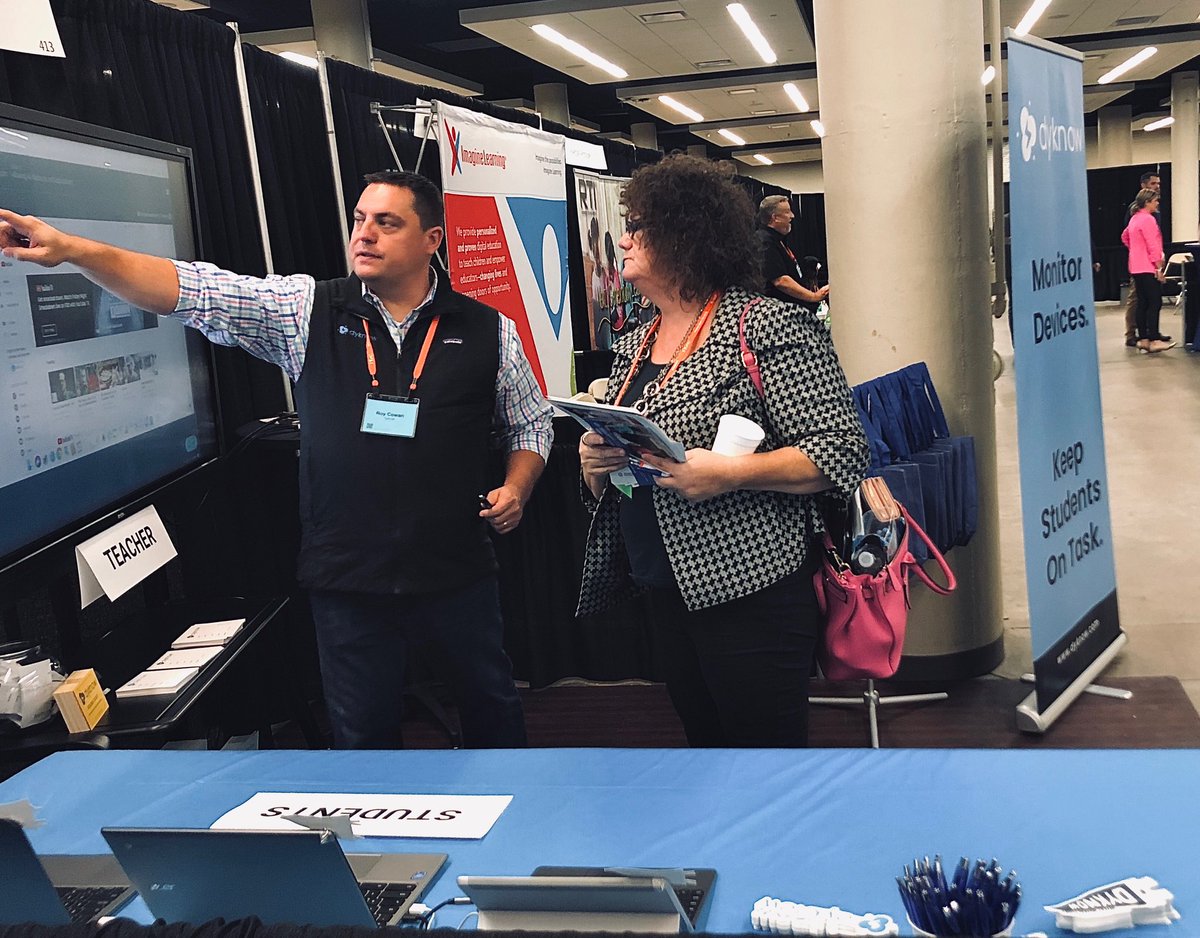 Dyknow's tweet photo. Day 2 of @itec_ia is in full swing and our team is ready to meet #IowaEducators!
Stop by booth 413 to see how #Dyknow comes to life on our @NewlineIDEAMAX interactive screen! 🖥💻 #ITECia #iaedchat https://t.co/epTTRpXGzM