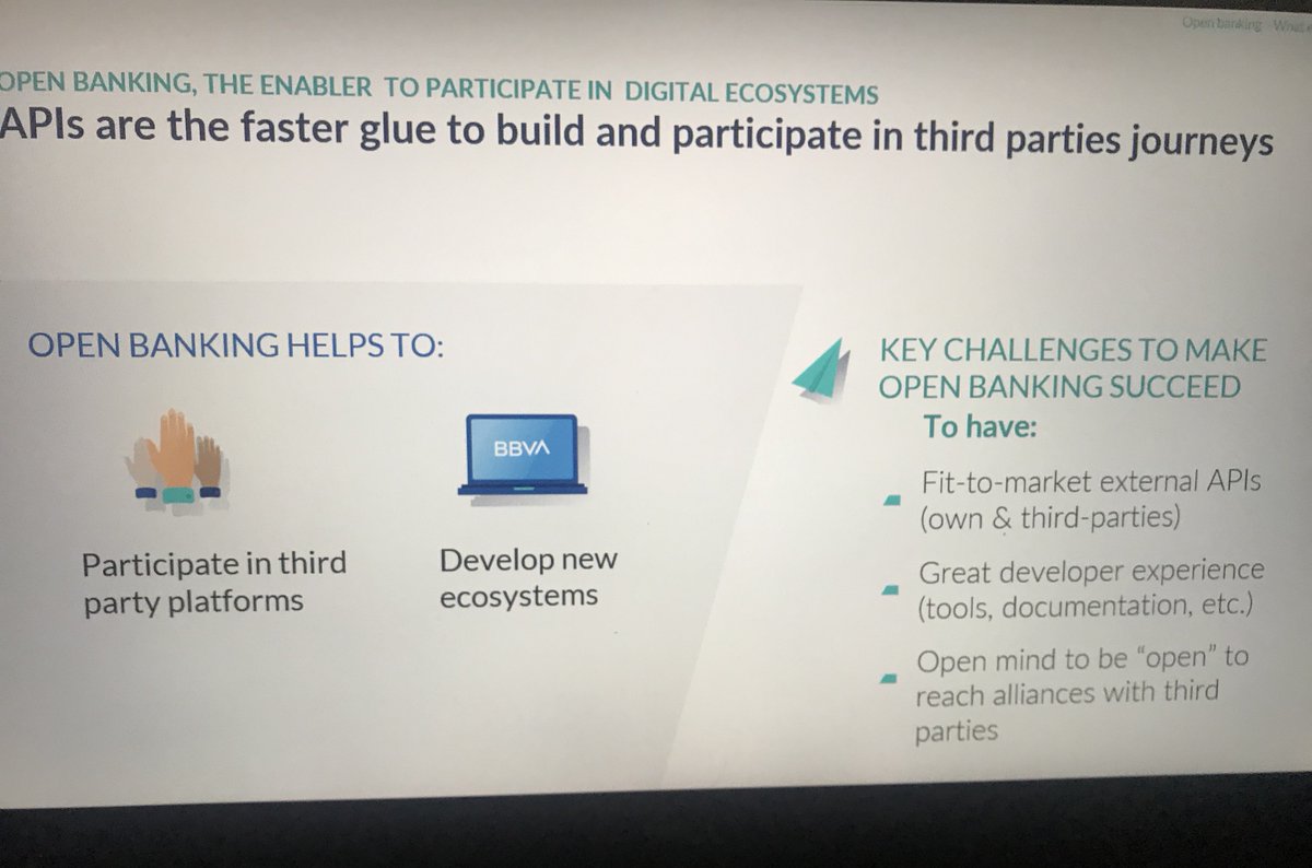 WeAreQorus's tweet photo. "Open banking, the enabler to participate in digital ecosystems 👉 APIs are the faster glue to build and participate in third parties journeys"
Carlos Lopez-Moctezuma from @bbva at #EfmaInno19 #Openbanking #DigitalTransformation https://t.co/DJxg2LBDvr