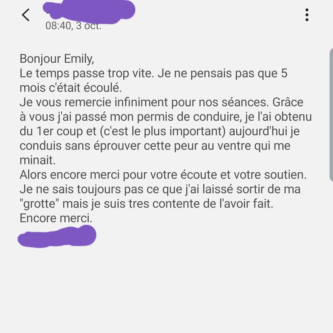 MilyMM06's tweet photo. Cette jeune femme avait de terribles angoisses dès qu'elle s'approchait d'une voiture. Ses cours de conduite étaient une véritable épreuve à chaque fois. Elle a dépassé ses peurs grâce à l'#hypnose elle peut etre fière d'elle ! #juvisy #essonne #angoisse #peur #voiture https://t.co/imYccSbwRS