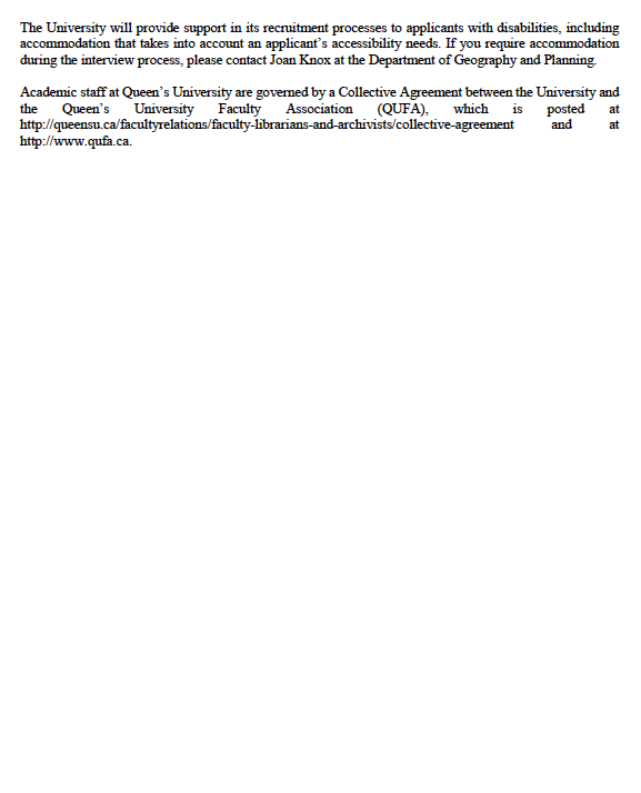 ImnOntario's tweet photo. Employment Opportunity: Assistant and/or Associate Professor(s) - Urban and Regional Planning, Department of Geography and Planning, Queen's University https://t.co/gNDyNhB5xr