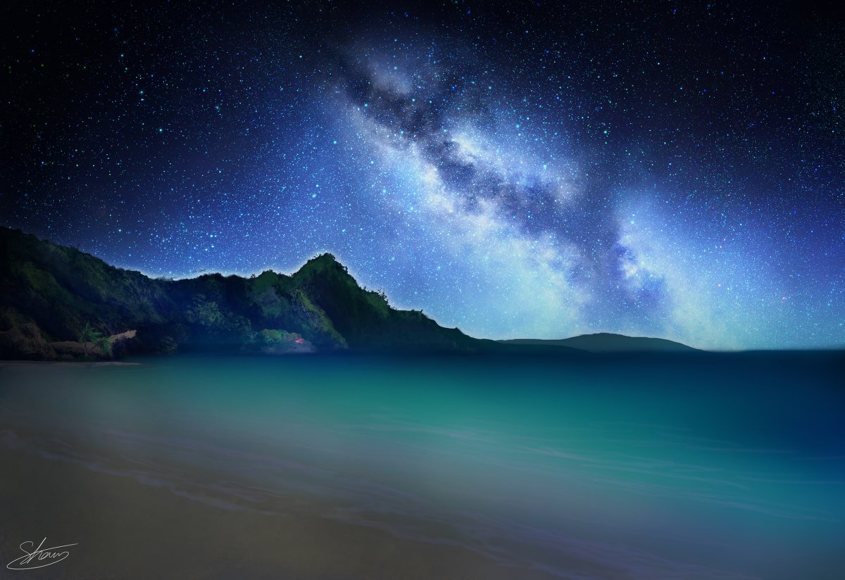 星天堂 シャン ご依頼募集中 Star Beach オリジナル イラスト 夜空 海 星雲 天の川 星空 風景 背景 T Co Dld2bje6mw T Co Ofcnyuctri Twitter