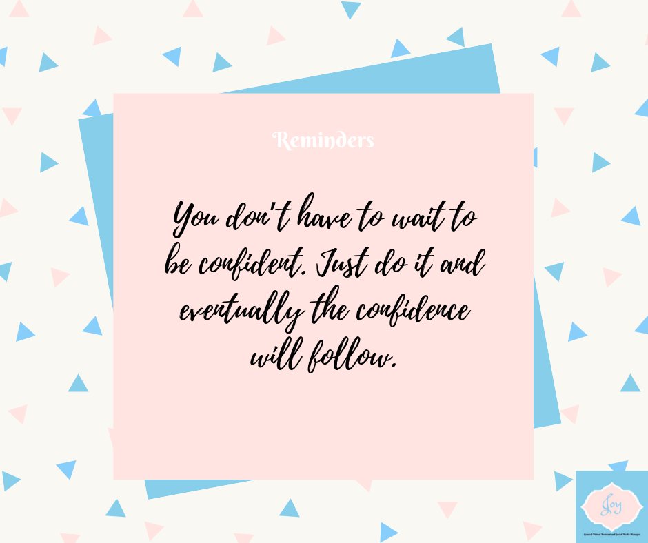 lyrajoyvasquez's tweet photo. You donβt have to wait to be confident. Just do it and eventually the confidence will follow.
#Freelance #VirtualAssistant #OnlineJob #VirtualAssistanceService #SocialMedia #SocialMediaManager #SocialMediaManagement #FacebookMarketing #TwitterMarketing https://t.co/0OfpYAE1Yu