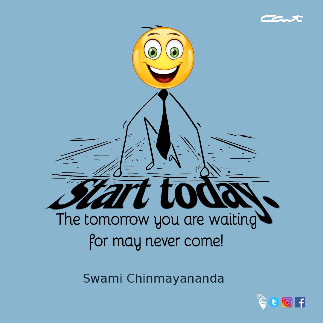 Chinmayananda's tweet photo. Start today. The tomorrow you are waiting for may never come!

#ThoughtForTheDay
#InspiringBytes
#Chinmayam
#quotes
#wisdom https://t.co/LZKEvCuM3V