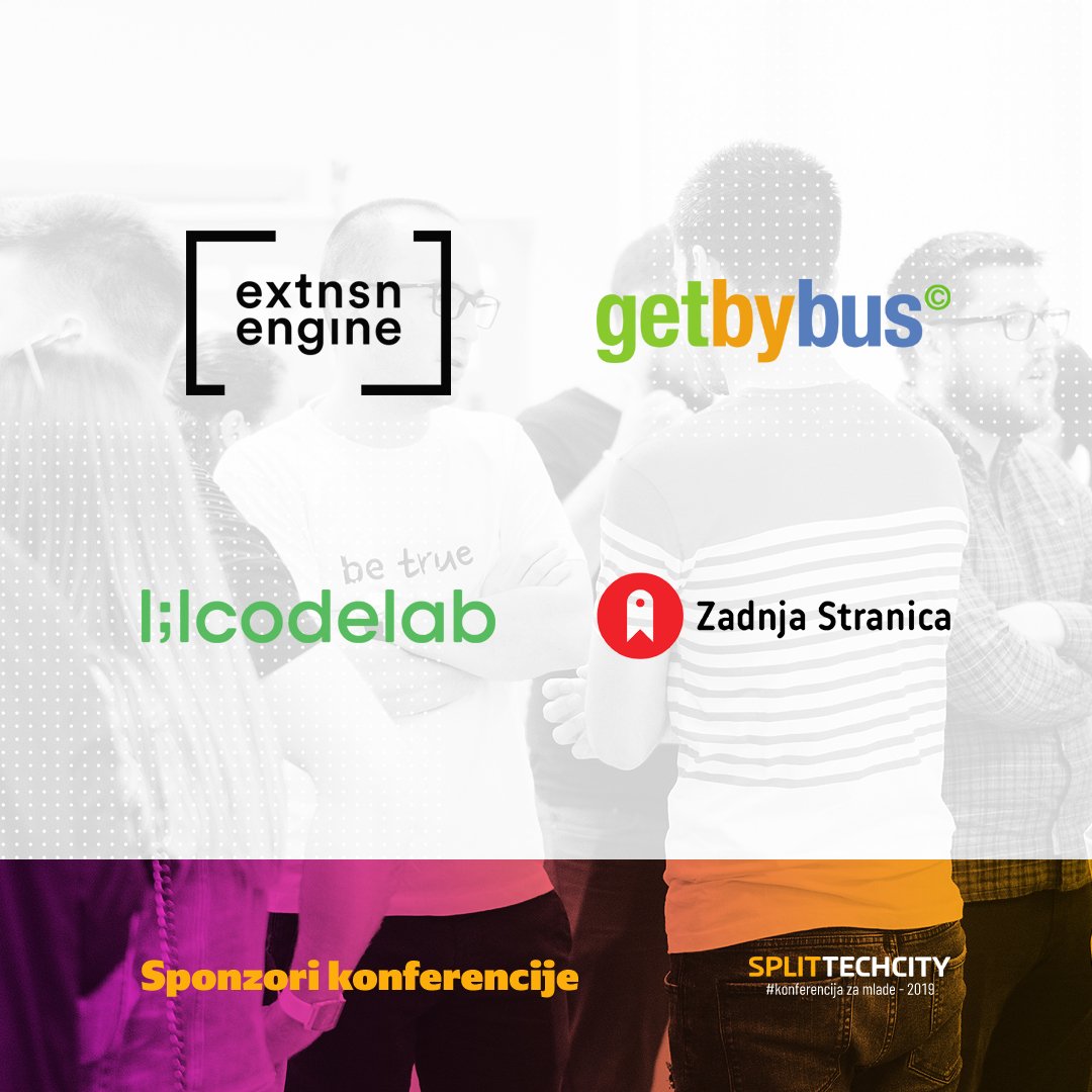 SplitTechCity's tweet photo. S ponosom vam predstavljamo prvu seriju sponzora naše motivacijske konferencije - hvala 
@ExtensionEngine, @GetByBus, @lilcodelab i #ZadnjaStranica na potpori! 🥳 

Vidimo se 9.11.2019! 🤩

#SplitTechCity #STCkonferencija #motivacijskakonferencija #ŽiviLokalnoRadiGlobalno https://t.co/wD0rpKshbq