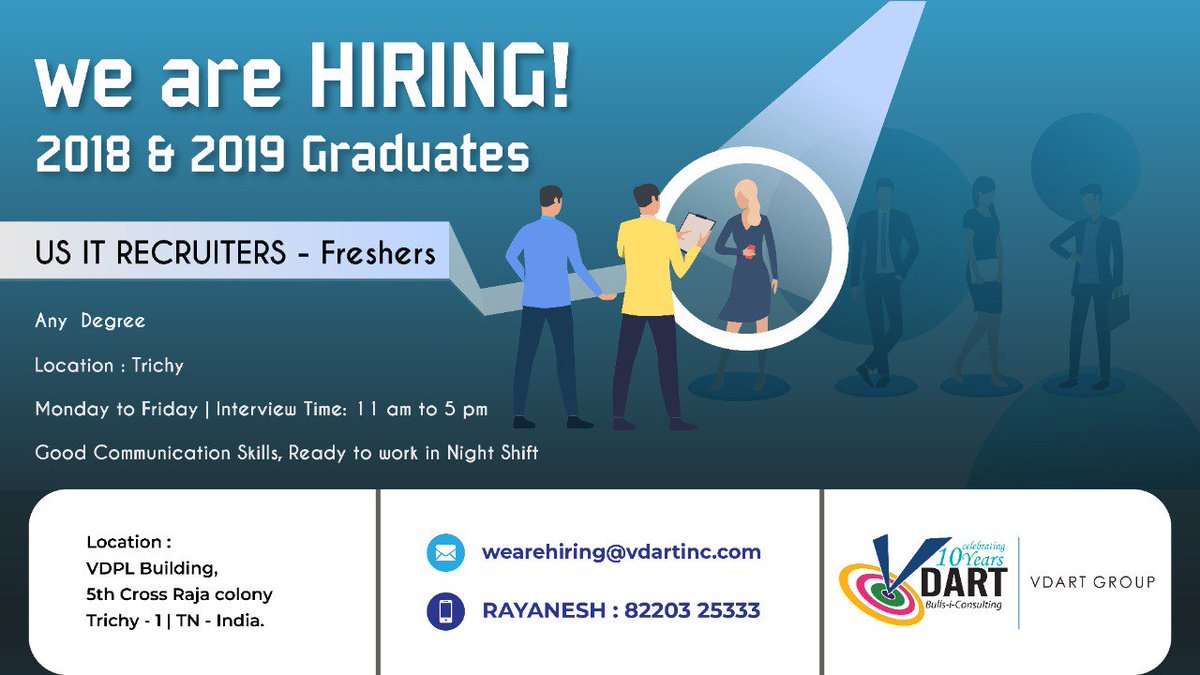 Rayan68812777's tweet image. Hey All,

Hiring on progress, Come &amp;amp; Get Hired....

Looking for fresh aspirants with good communication skills, and interested in US shifts....

Ring @ 8220325333 / drop resumes to rayanesh.n@vdartinc.com..

#freshers2019 #Freshers2018 #NightShift