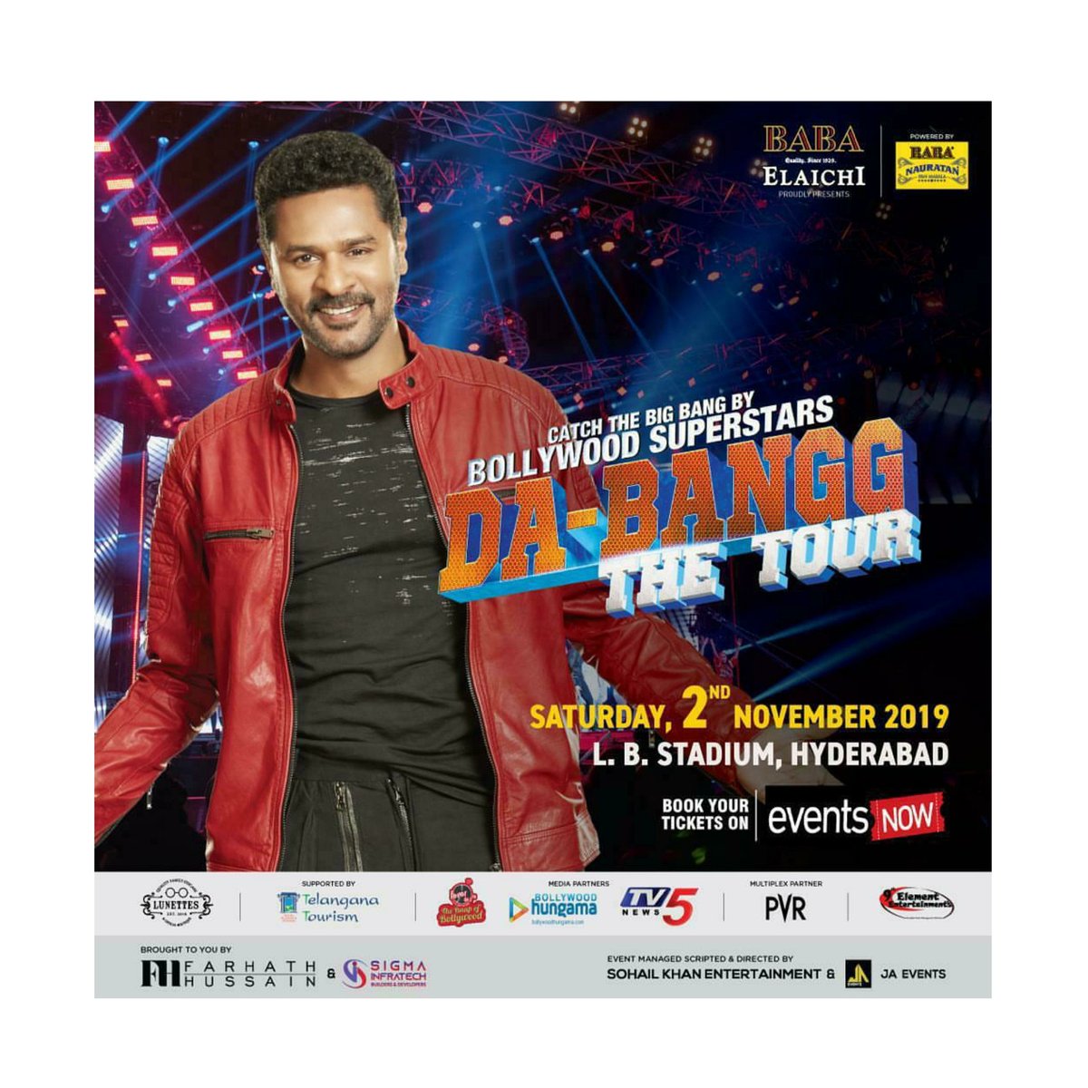 Watch #Prabhudeva perform live on Saturday, 2nd November, 2019 at L.B Stadium, Hyderabad for #dabanggtour ! . . . . #toabh #toabhentertainment #toabhmanagement #teamtoabh #DabanggHyderabadHungama