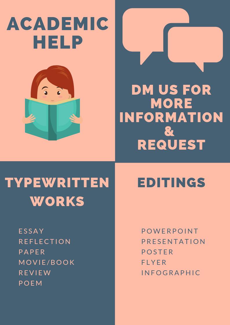 _AcademicHelp's tweet image. Academic Help 101 is offering academic services for your convenience. We will help you make and pass your output on time!

Kindly check the information below for your references. 

Rt/Like/Mention someone who will be needing our services. 

📩Dm us for inquiries. Thank you!