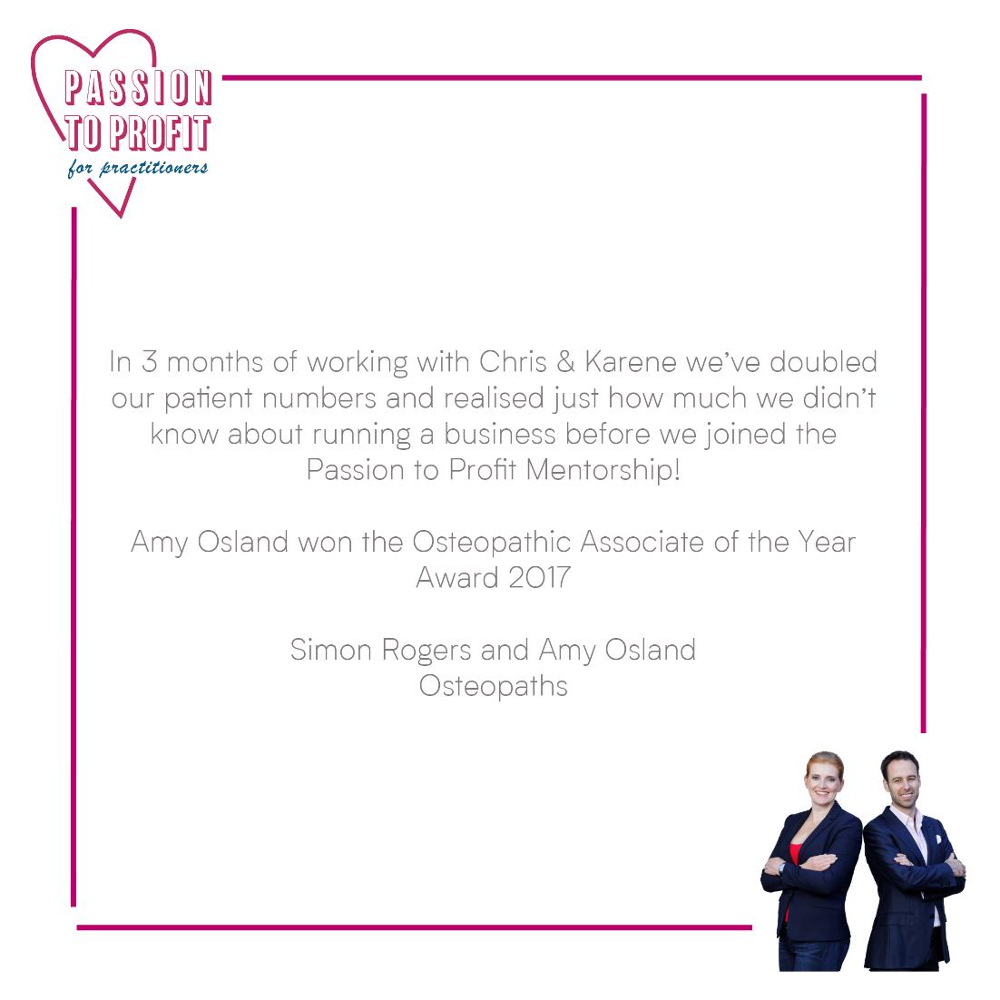 Chris_LG's tweet photo. Now this is one of our favourite stories! After joining the Passion to Profit mentorship program, Amy won the Osteopathic Associate of the Year! 
#TestimonialTuesday #Coaching #Mentoring #Success https://t.co/TjZU2svEeF