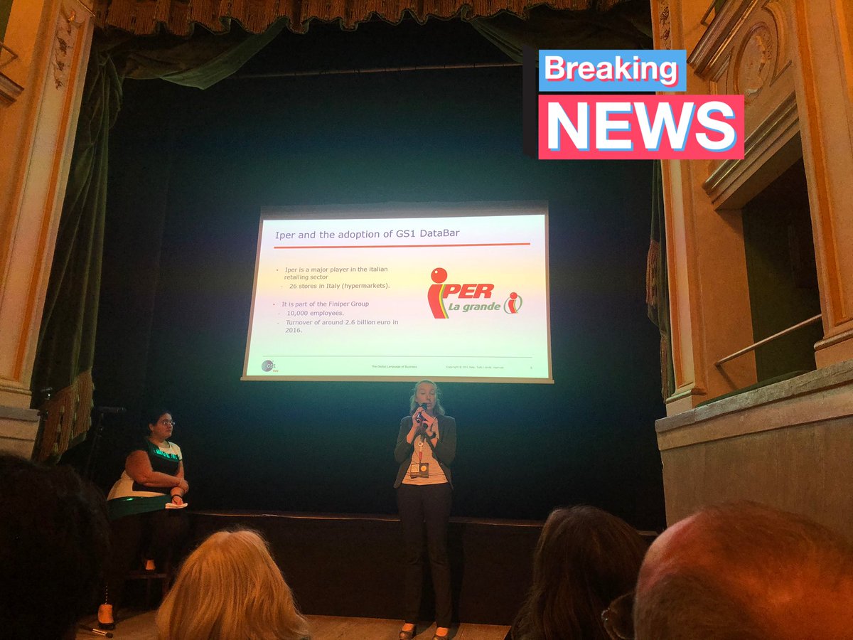 Francesca_GS1It's tweet photo. Today @Casalini_GS1It - GS1 DataBar  improving Iper’s consumer service and food waste - @GS1italy #gs1euforum2019 https://t.co/ofQ62f2IaP