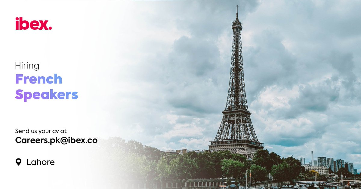ibex_Pakistan's tweet photo. Hiring French Speakers in Lahore
Send us your CV at careers.pk@ibex.co
Subject line: "French Speakers"
For complete details: https://t.co/FkdRi8qDXn https://t.co/lUbsKfekqI