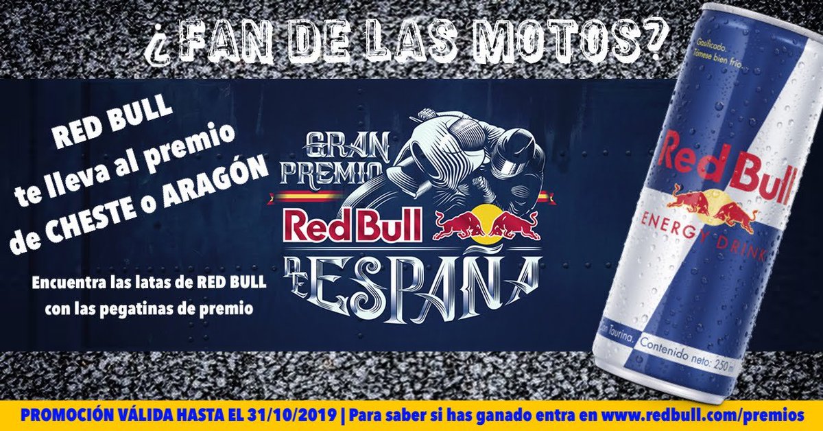 ¿ERES FAN DE LAS MOTOS?
#Redbull te lleva al premio de #MotoGP Cheste o Aragón.
Encuentra en las máquinas de <a href="/ServimaticVend/">Servimatic Vending</a> las latas de RedBull con las pegatinas de premio.

#Premios #Promociones #Regalos #Gratis