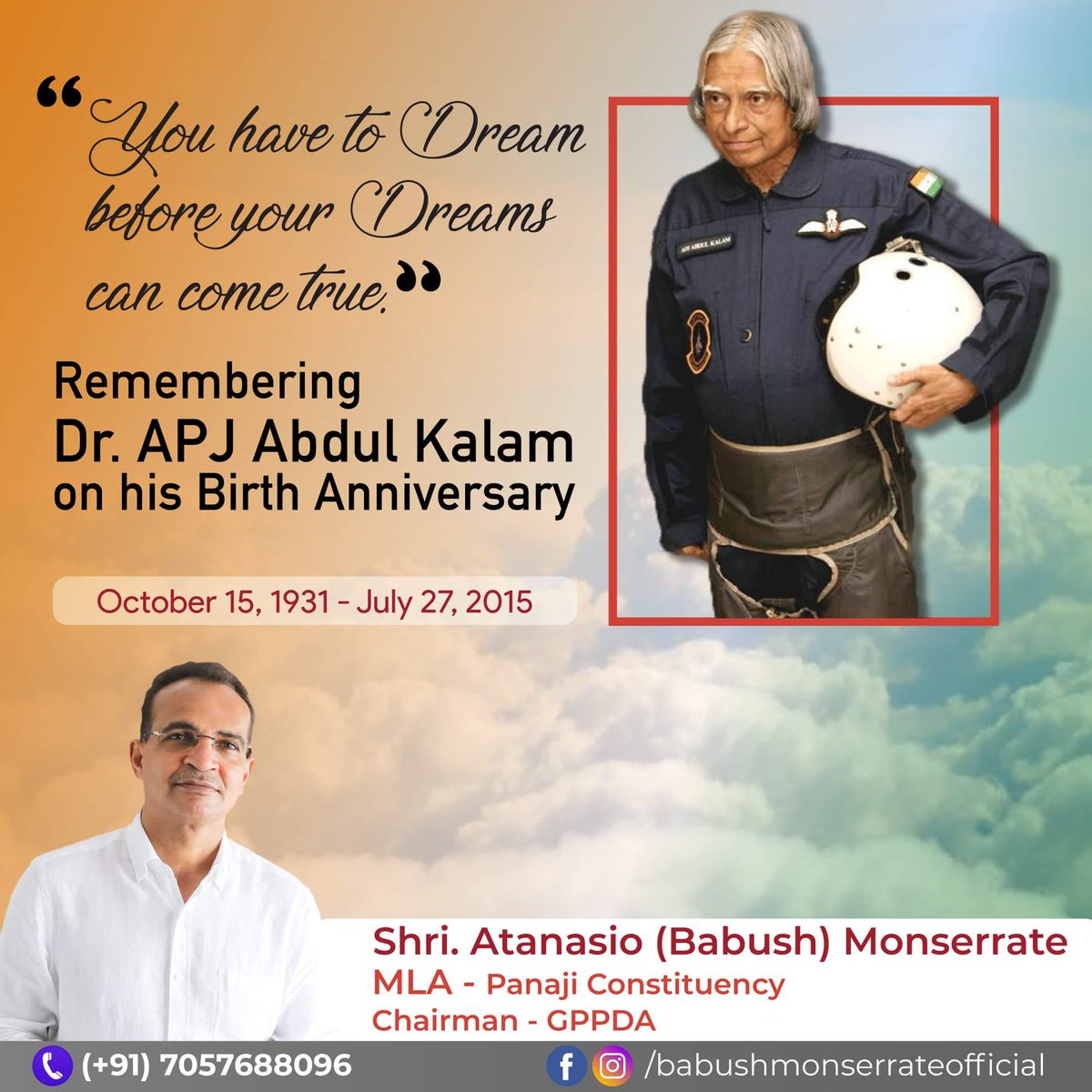 Remembering the ever inspiring icon for youth, the individual who always dreamt & worked for the nation's betterment & development. India's Top Scientist and Former President, Dr. APJ Abdul Kalam on his birth anniversary. #DrApjAbdulKalam