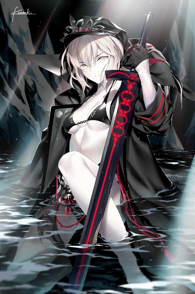 フェイトでgo V Twitter Fgo イラスト 軍服に水着なセイバーオルタさん カッコいいし水着もセクシーで最高 T Co Zg1twdeufd