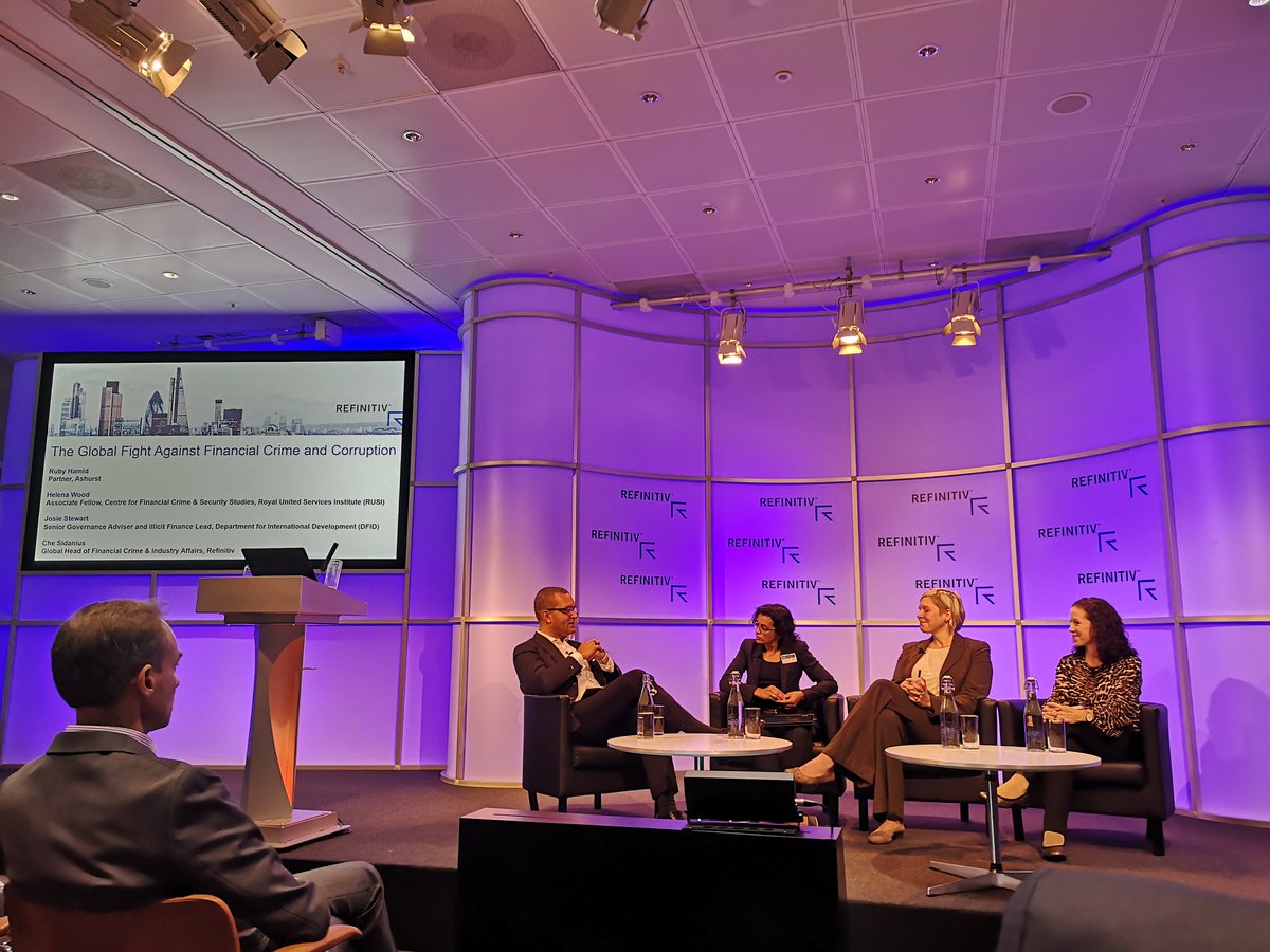 ValDockrell's tweet image. Opening panel discussion on the fight against financial crime and corruption at @Refinitiv #fightfinancialcrime