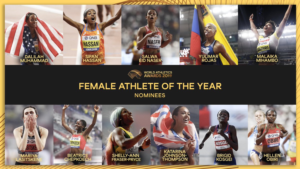 🚨 Nominees for Female World Athlete of the Year 🚨 The nominations of 11 athletes reflects the remarkable range of exceptional performances the sport has witnessed this year. 📰: buff.ly/2VHe18e