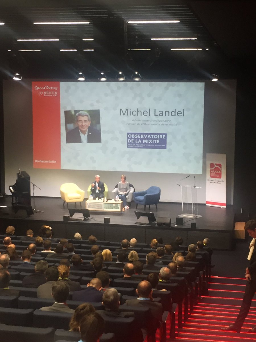 Propositions et processus en faveur de la mixité par Michel Landel parrain de l’observatoire de la mixité au 5e Speed dating des entrepreneurs ⁦⁦<a href="/cmarkea/">Crédit Mutuel Arkéa</a>⁩ #arkeamixite