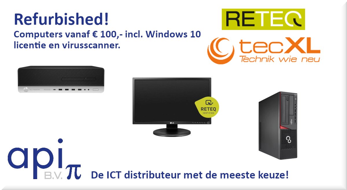 Voor Refurbished kunt u ook terecht bij Api B.V.
Wij hebben bijna alles!

Vraag uw accountmanager om informatie. 
#RETEQ #tecXL