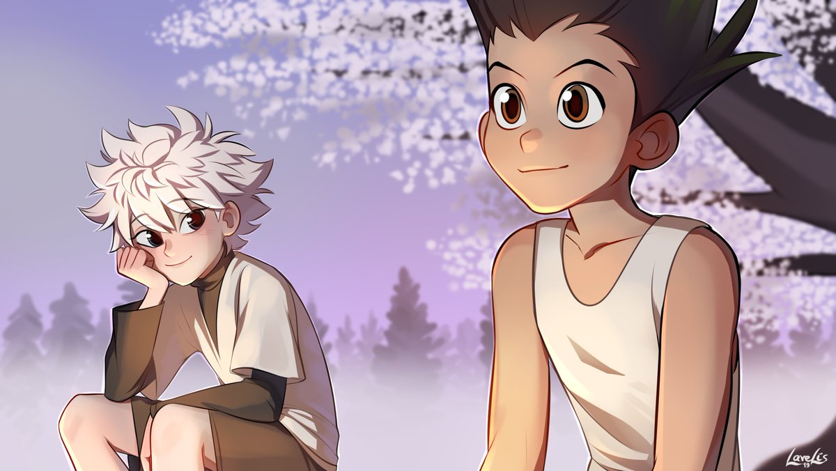 #hunterxhunter #killuazoldyck #gonfreecs #redraw killua peering at gon.