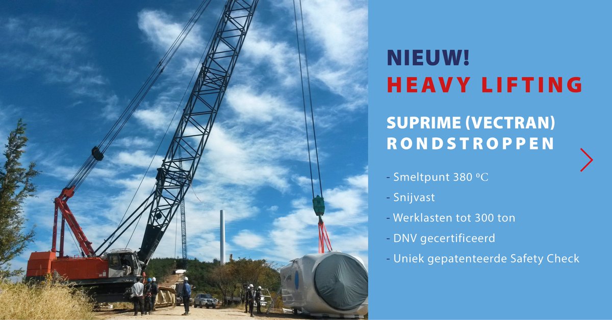 LouisReynersBV's tweet photo. Nieuw; de lichtgewicht Suprime (Vectran) rondstroppen van Suhbo, speciaal voor het hijsen van (zeer) hoge lasten.  Ook in de varianten:
- Multi met Safety Check System
- Suprime Anti-Cutting
- Suprime Brandvertragend 

Specificaties, brochure?: https://t.co/MRngBro21B https://t.co/rFAx3Ea2iU