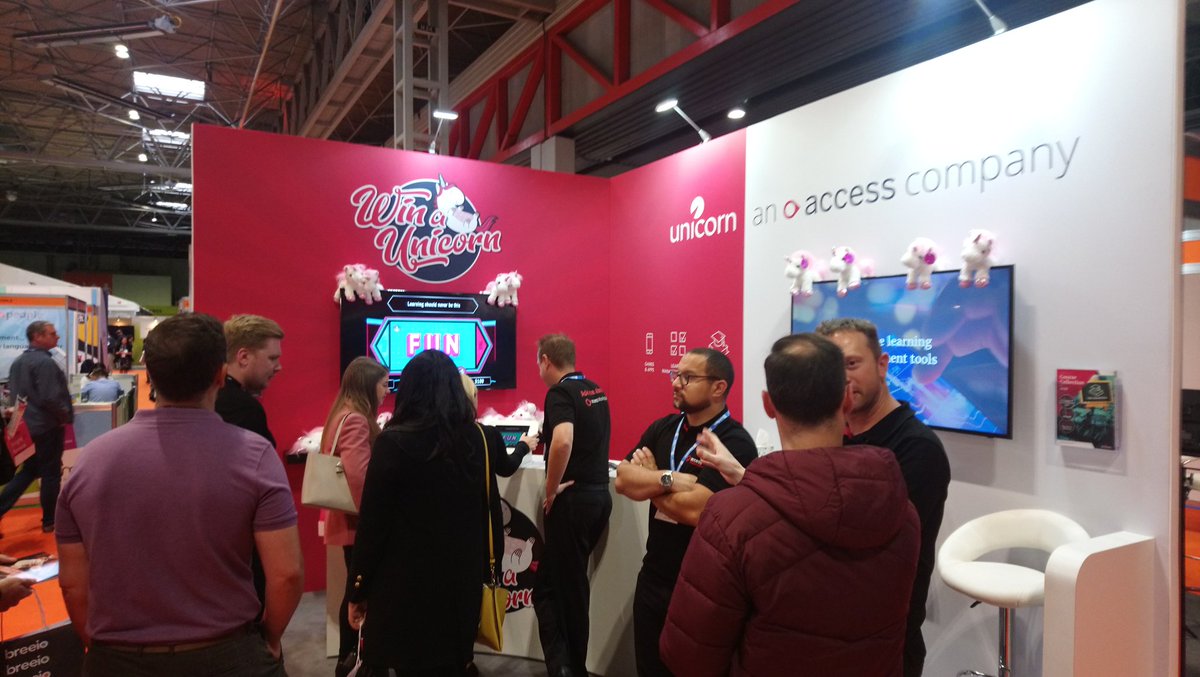 Access_LMS's tweet image. The stand has been really busy this morning and we've had a few winners of cuddly unicorns. Come to stand G50 at World of Learning to try your hand at our QuizCom game #WOL19