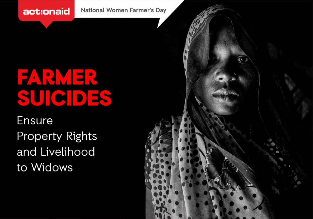 According to NCRB, out of 8007 Farmers Suicide in 2014, 441 were women farmers. Among the Suicide by Agricultural Laboorers, 577 were Women 
#NationalWomenFarmersDay
#WomenFarmers
#FarmerSuicide 
#WomensShare
@ActionAidIndia