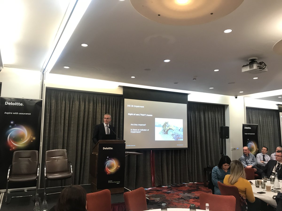 DeloitteIreland's tweet photo. John Kelly, Director, examines the interaction of #IFRS16 with other standards #IAS36 #IAS12 #IFRS3 #IFRIC21 at #DFPR Cork #financialreporting https://t.co/IMWAXXA7pN