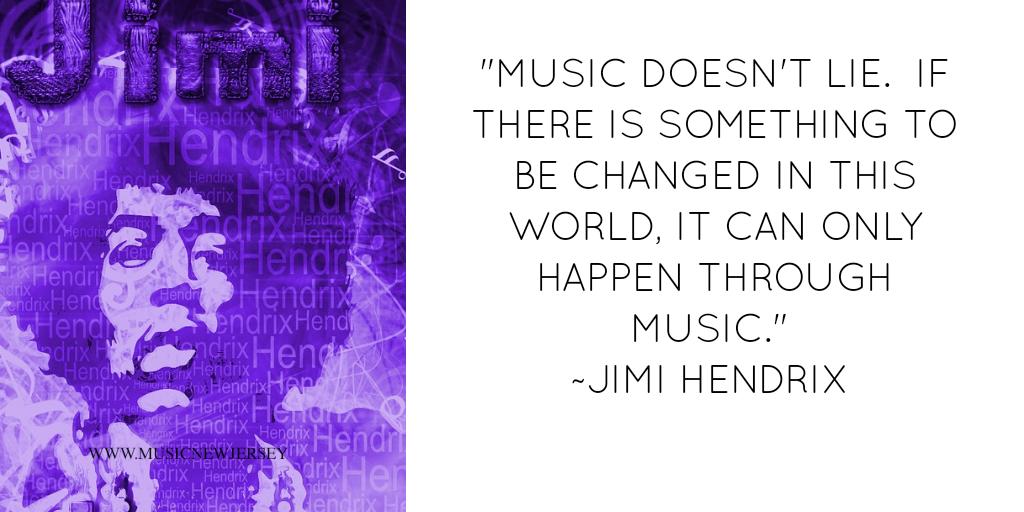 musicnewjersey's tweet photo. "Music doesn't lie.  If there is something to be changed in this world, it can only happen through music." 
~Jimi Hendrix 
#musicquote #JimiHendrix https://t.co/9mEZcpNpRl