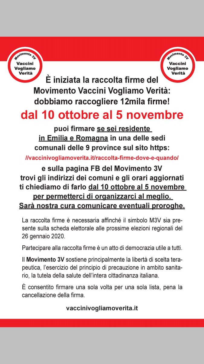 Graziel65255465's tweet photo. Non aspettate di avere vs figlio danneggiato dopo #vaccino #MPR, ad informarvi e pretendere verità sui vaccini. In Emilia Romagna si è creata questa possibilità tramite #movimento3v con le elezioni regionali in Gennaio. Firmate https://t.co/YryMmVlP97