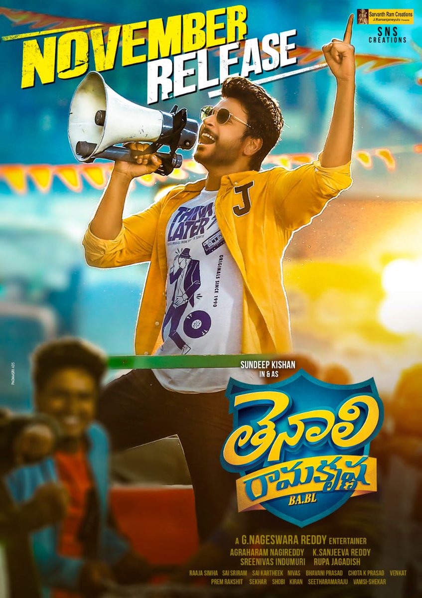 ToughenedStudio's tweet photo. Talented actor @sundeepkishan's
#TenaliRamaKrishnaBABL hitting screens this November to entertain you all. 
A #GNageswaraReddy Entertainer 
@ihansika @varusarath 
#SaiKartheek #Saisriram @murlisharma72 @vennelakishore 
#TrkBABLinNovember https://t.co/tXNT87HeAE