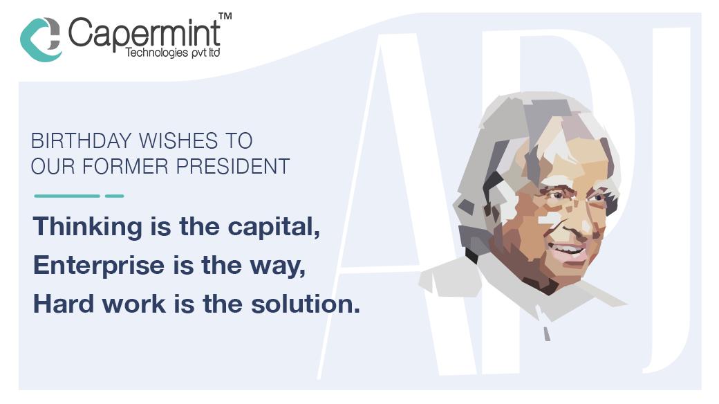 Caperminttech's tweet photo. Tributes to the Missile Man of India and people’s President, Great scientist, Teacher, an inspiration to every Indian and Bharat Ratna Dr #APJAbdulKalam on his birth anniversary.
#Missileman #BharatRatna #WorldStudentsDay #Caperminttech https://t.co/btk37juenS