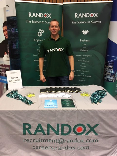 Watch out for our recruitment team at Ulster University, Jordanstown today! Don’t be afraid to come and say hi! And find out what Graduate and Placement jobs we can offer. #RandoxCareers <a href="/UlsterUni/">Ulster University</a>