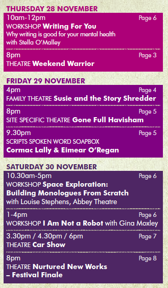 ScriptsIreland's tweet photo. A closer look at our @ScriptsIreland prog! More info &amp; to book: https://t.co/lfN24H3okF @BirrTheatre @artscouncil_ie @OffalyArts @AbbeyTheatre @Fishamble @ginamoxley @DiarmuidNoyes @CathyBelton @TonyDoyle92 @BombinatePlays @ProductionsBow @Visit_Birr @visitoffaly #scriptsireland https://t.co/Oi1OsVQ9N6