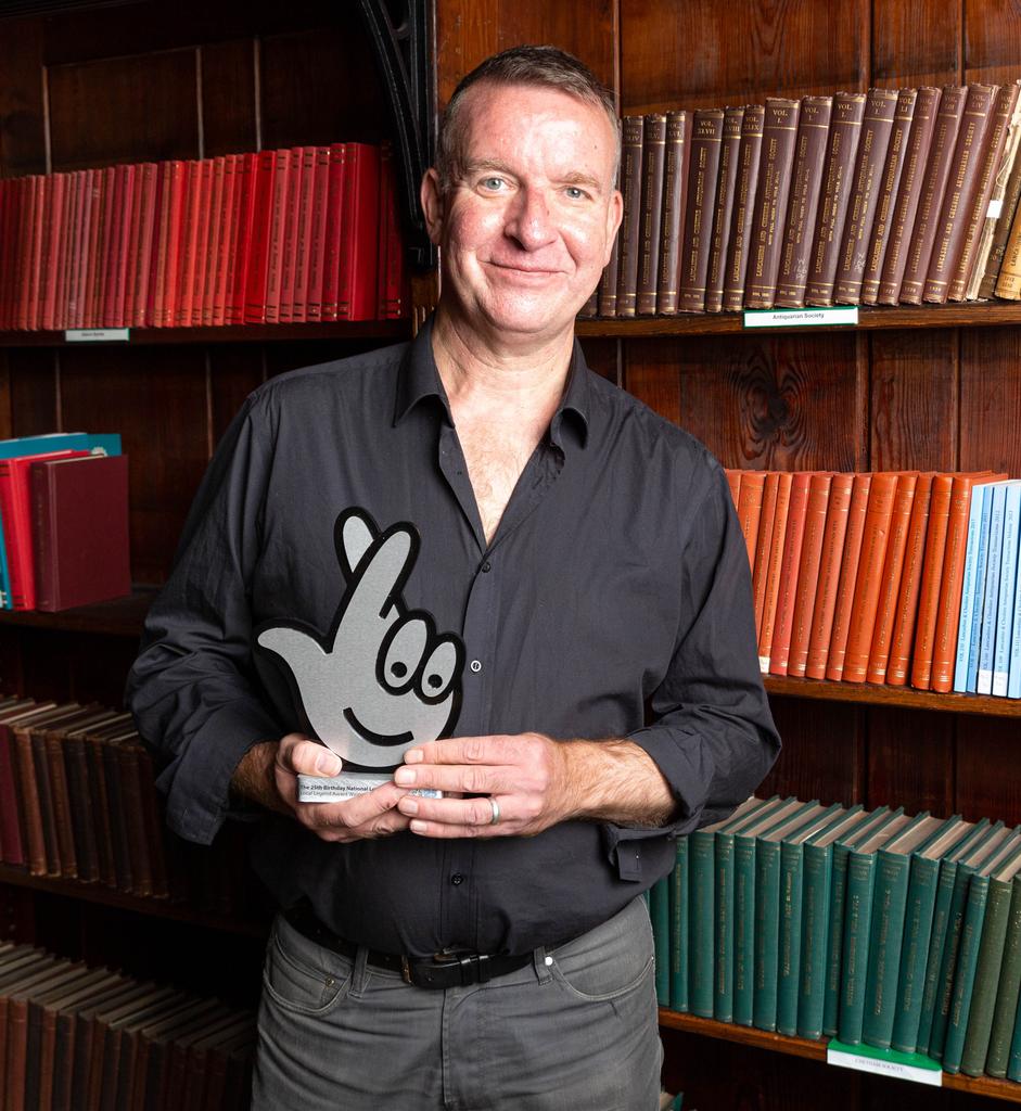 LoudinLibraries's tweet photo. **AWARD KLAXON**
๐๐Congratulations ๐๐ to the force of nature, visionary genius and general Top Bloke that is our Creative Director @LibraryFiend he's been awarded the @LottoGoodCauses Local Legend Award for his innovative work with libraries and music https://t.co/jUErTNe5Nf https://t.co/M16ZKtEFSr
