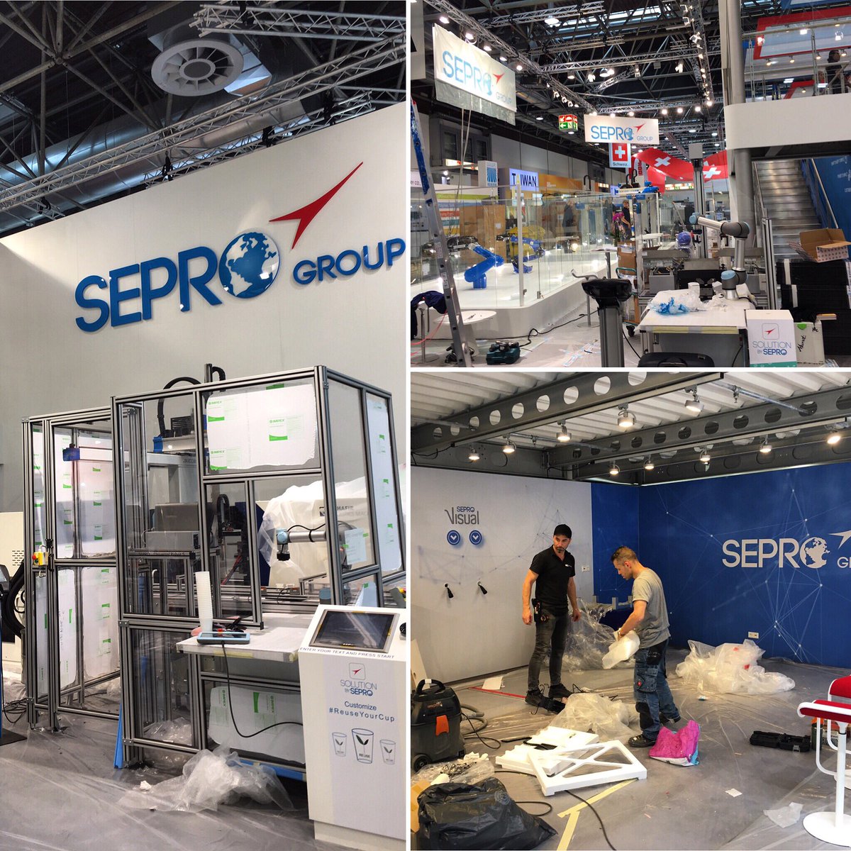 SeproGroup's tweet photo. (Almost) ready to welcome you @K_tradefair! See you tomorrow @MD_GmbH for #k2019 #robotics #cobotics #ExperienceFullControl https://t.co/gAow5XE49Y