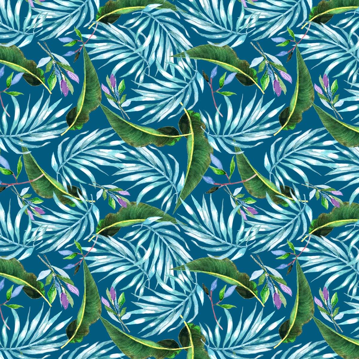 An addition to my portfolio- 'Breezy cerulean sky' pattern #surfacepatterndesign  #botanicalprint #tropicalpattern #blue #seamlesspattern #fabricdesign #textiledesign